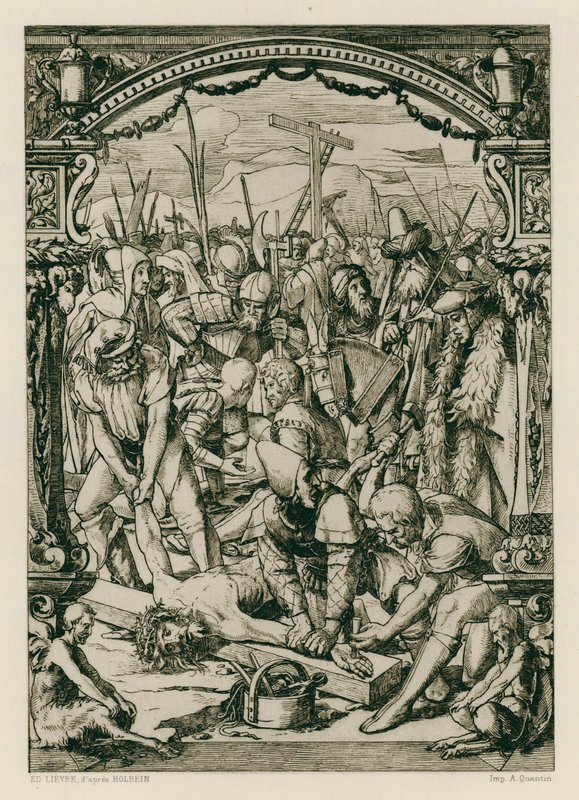 Jeesus Kristus, naulattu ristille (kaiverrus) tekijältä Hans (after) Holbein the Younger