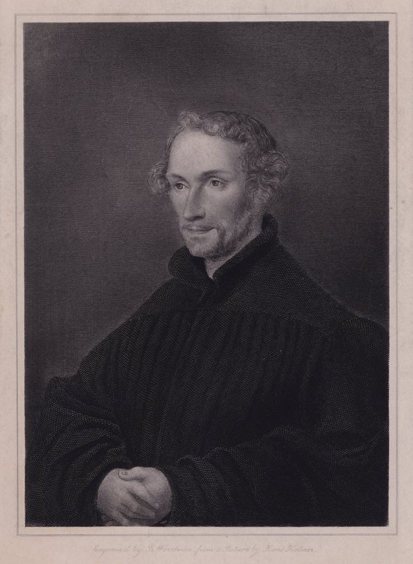 Philipp Melanchthon, saksalainen protestanttinen uudistaja ja Martin Lutherin yhteistyökumppani (kaiverrus) tekijältä Hans (after) Holbein the Younger
