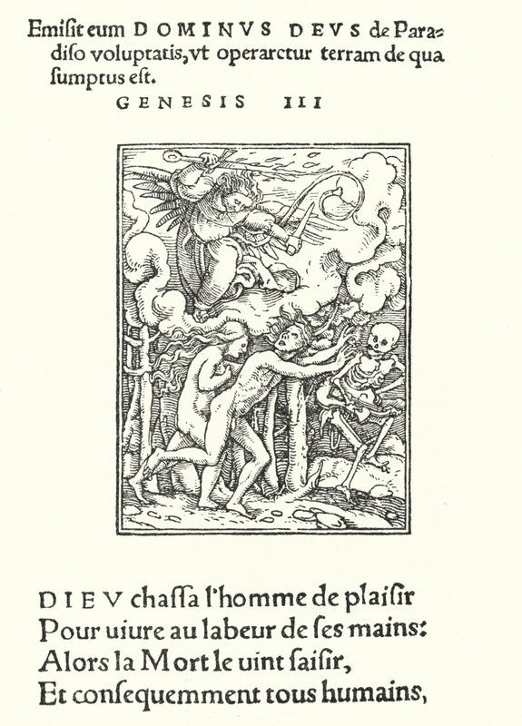 Ajaminen eteenpäin Eedenistä (kaiverrus) tekijältä Hans (after) Holbein the Younger