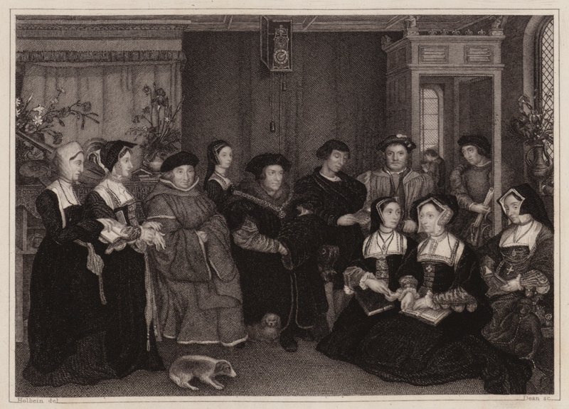 Sir Thomas Moren perhe (kaiverrus) tekijältä Hans (after) Holbein the Younger