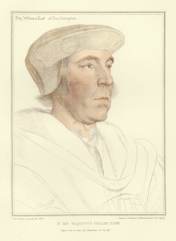 William FitzWilliam, Southamptonin jaarli (akvatintti). tekijältä Hans Holbein der Jüngere