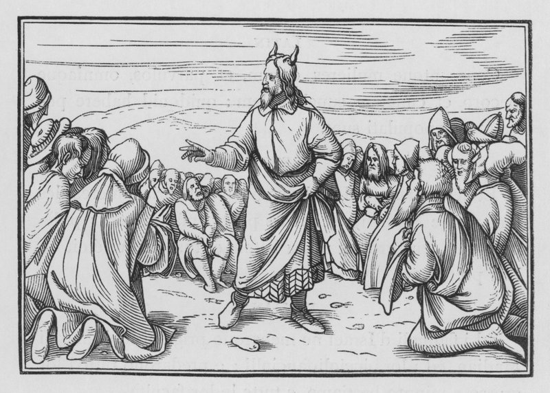 Mooses harjoittelee kertomusta Israelin matkasta erämaan halki, 5. Moos. I, 3 tekijältä Hans Holbein der Jüngere