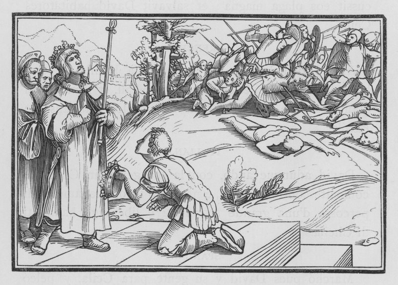 Daavid valittaa Saulia ja Jonatania, 2 Samuel I, 11 tekijältä Hans after Holbein the Younger