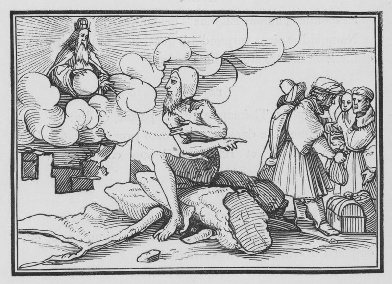 Jumala vastaa Jobille pyörteestä, Job XXXVIII, 1, 2 tekijältä Hans after Holbein the Younger