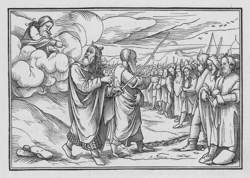 Jumala käskee Mooseksen laskea ihmiset, numerot I, 19 tekijältä Hans after Holbein the Younger
