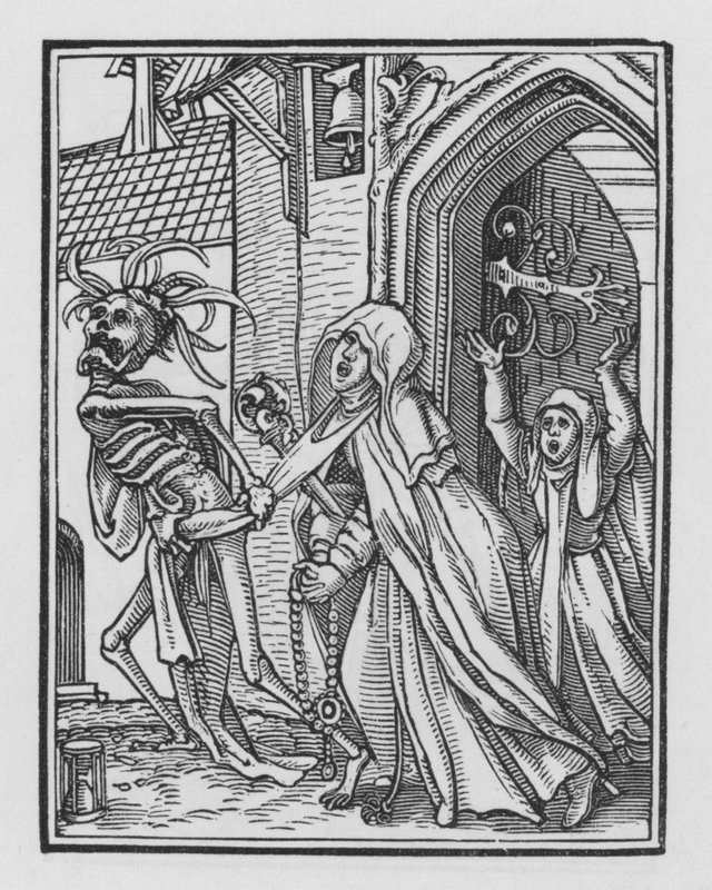 Holbeinin kuolematanssi: Abbess tekijältä Hans after Holbein the Younger