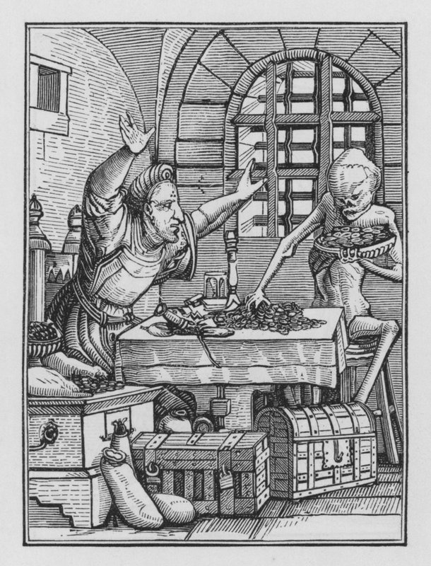 Holbeinin Kuolematanssi: Miser tekijältä Hans after Holbein the Younger