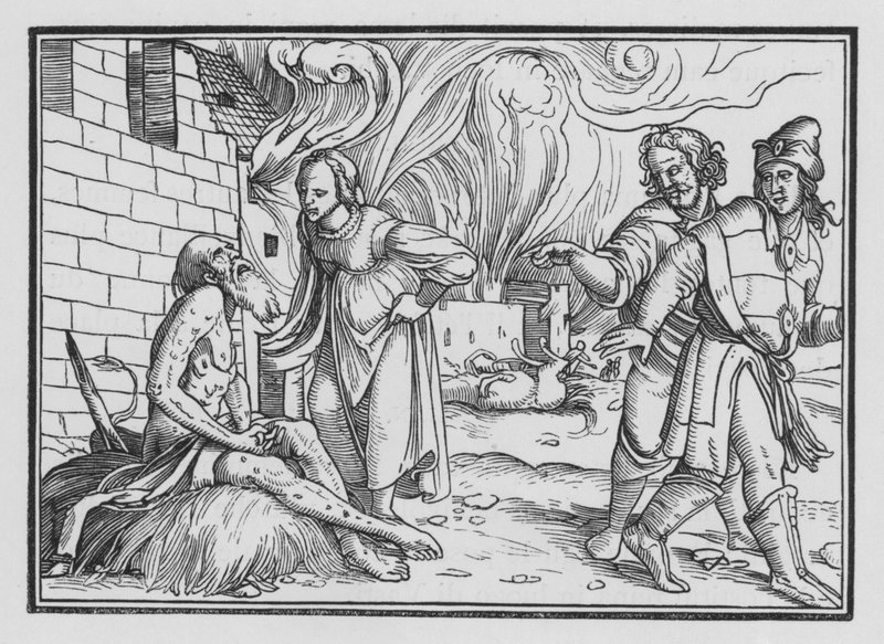 Job nuhtelee vaimoaan, Job II, 9 tekijältä Hans after Holbein the Younger