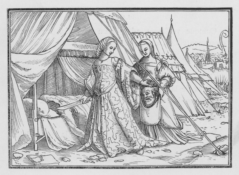 Judith katkaisee Holofernesin pään, Judith XIII, 8 tekijältä Hans after Holbein the Younger