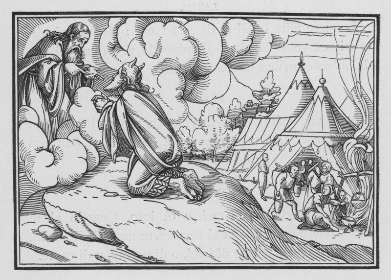 Mooses pyhittää Aaronin ja hänen poikansa, Leviticus VIII, 1-3 tekijältä Hans after Holbein the Younger