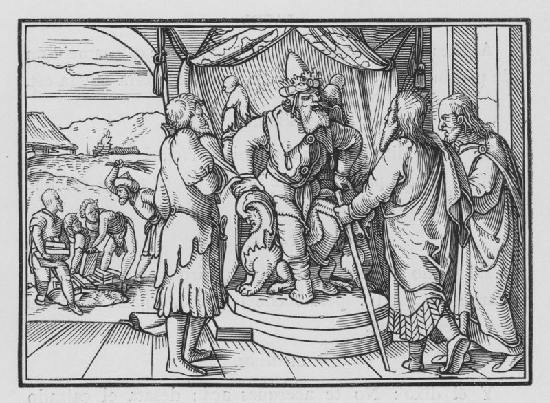 Farao Chideth Mooses ja Aaron heidän viestistään, Exodus V, 2 tekijältä Hans after Holbein the Younger