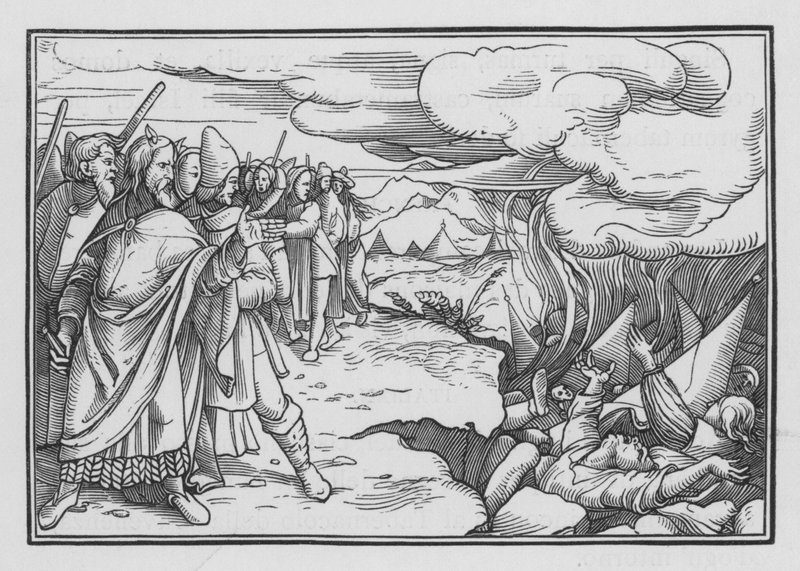 Korahin, Daatanin ja Abiramin kapina, 4. numerot XVI, 33 tekijältä Hans after Holbein the Younger