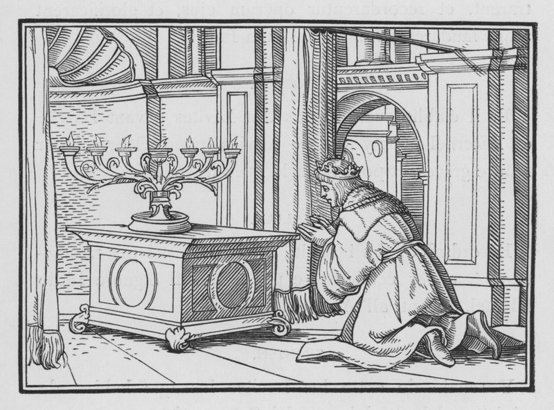 Salomon juhlauhri Gibeonissa, 2 Aikakirja I, 6 tekijältä Hans after Holbein the Younger