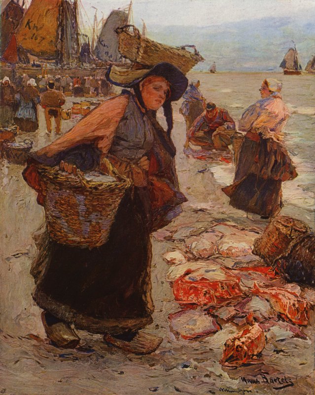 Hollantilainen kalatori (väri litho) tekijältä Hans von Bartels