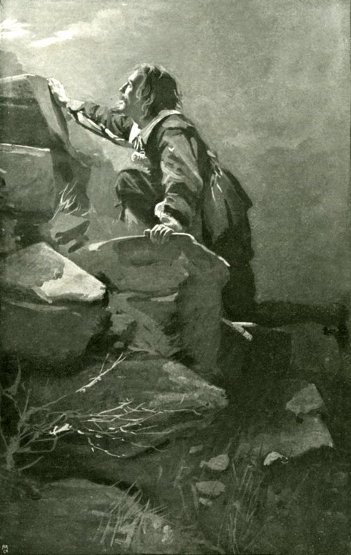 Christian kiipeäminen mäkeä vaikeus (litho) tekijältä Harold Copping