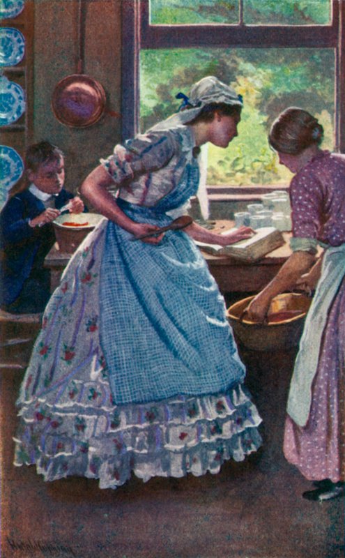 Louisa M Alcottin kuvitus hyville vaimoille tekijältä Harold Copping