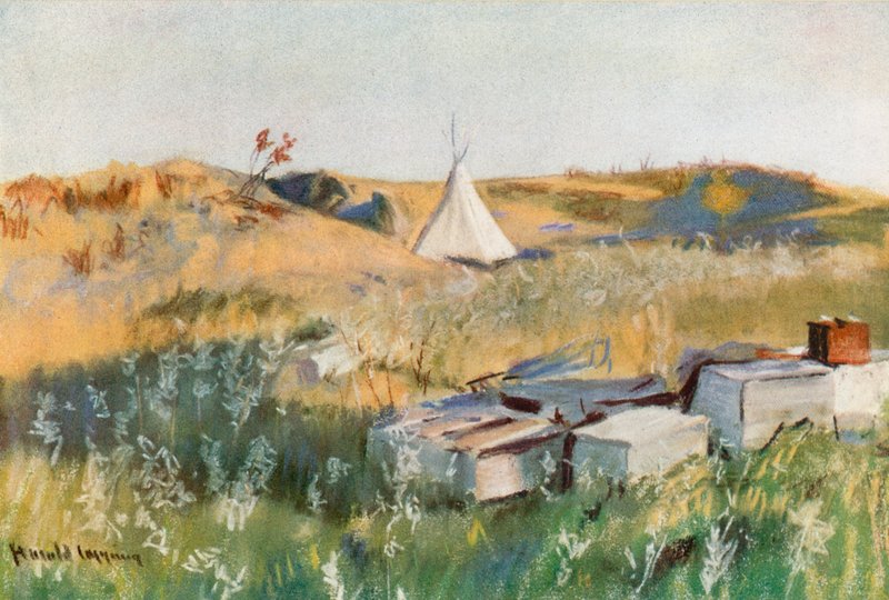 Intian hautausmaa, Blackfoot Reservation, Alberta tekijältä Harold Copping
