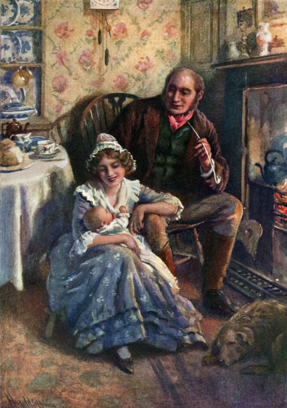 John and Dot Peerybingle (väri litho) tekijältä Harold Copping