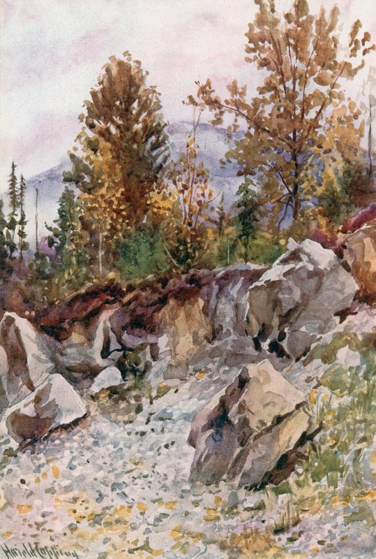 Mount Mackenzie, louhoksesta lähellä Revelstokea tekijältä Harold Copping