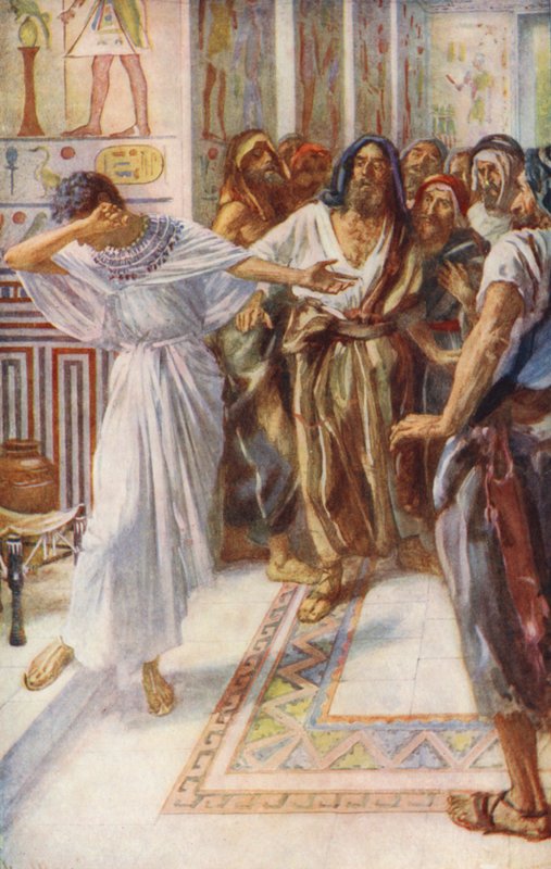 Vanha testamentti: Joseph Made Known to his Brethren (värilitografia). tekijältä Harold Copping