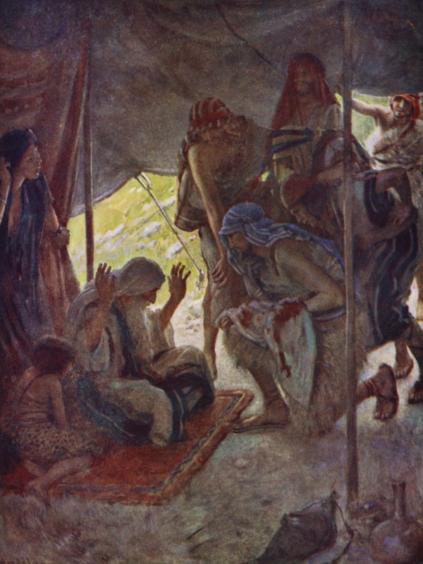 Vanha testamentti: Joosefin takki (värilitografia). tekijältä Harold Copping