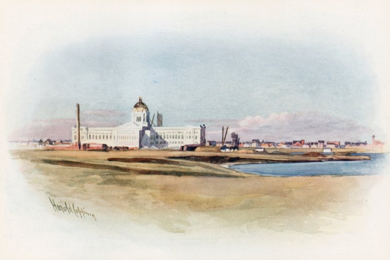Regina, Saskatchewan, uusi parlamenttitalo rakenteilla tekijältä Harold Copping