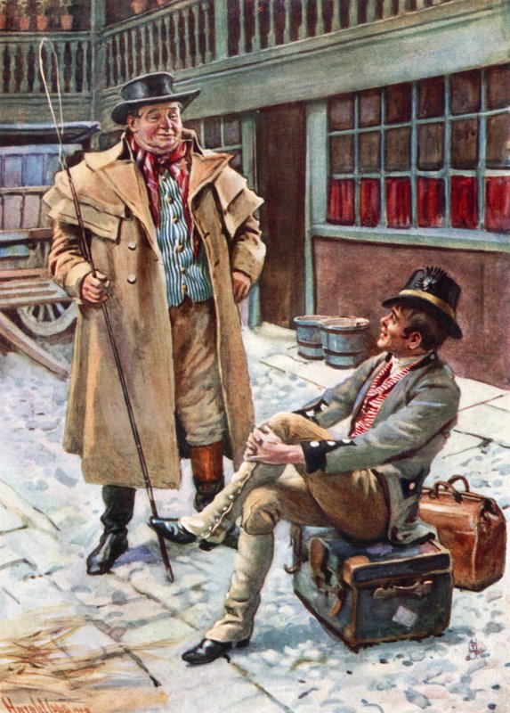 Sam Weller i el seu pare (litografia de color) finlandès tekijältä Harold Copping