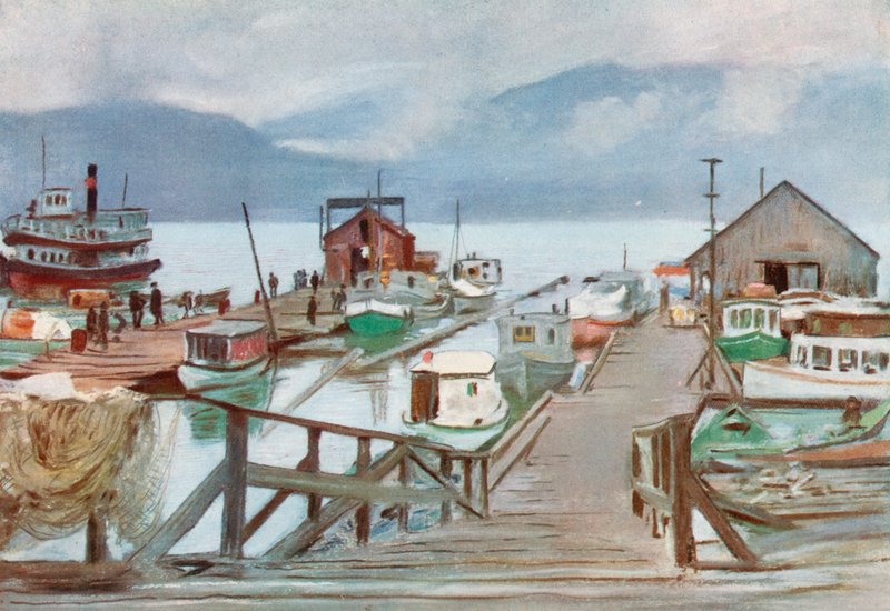 Kalamarkkinat, Vancouver, Mosquito Fleet tekijältä Harold Copping