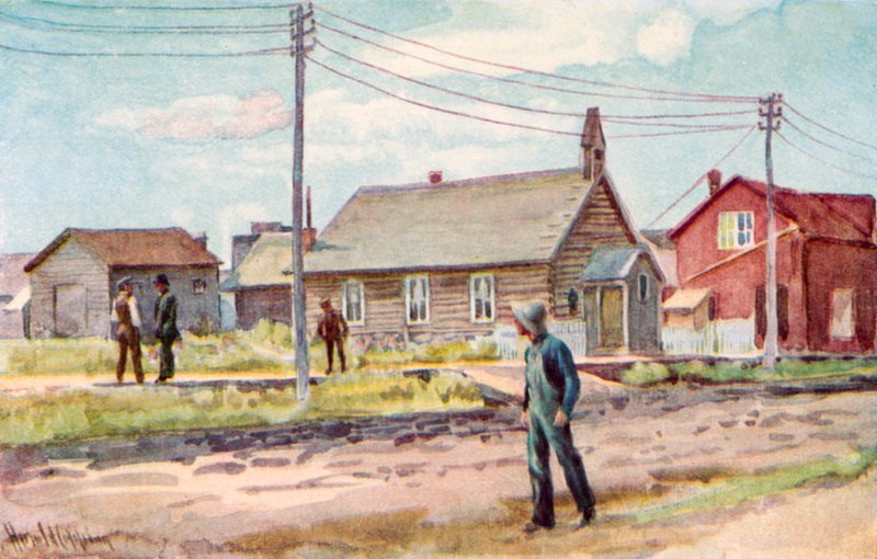 Hirsimökkikirkko, Lloydminster tekijältä Harold Copping