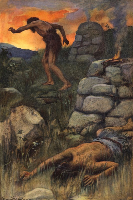 Abelin murha (värilitografia) tekijältä Harold Copping