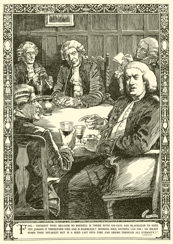 Tohtori Johnson keskustelussa (litho) tekijältä Harold Edward Hughes Nelson