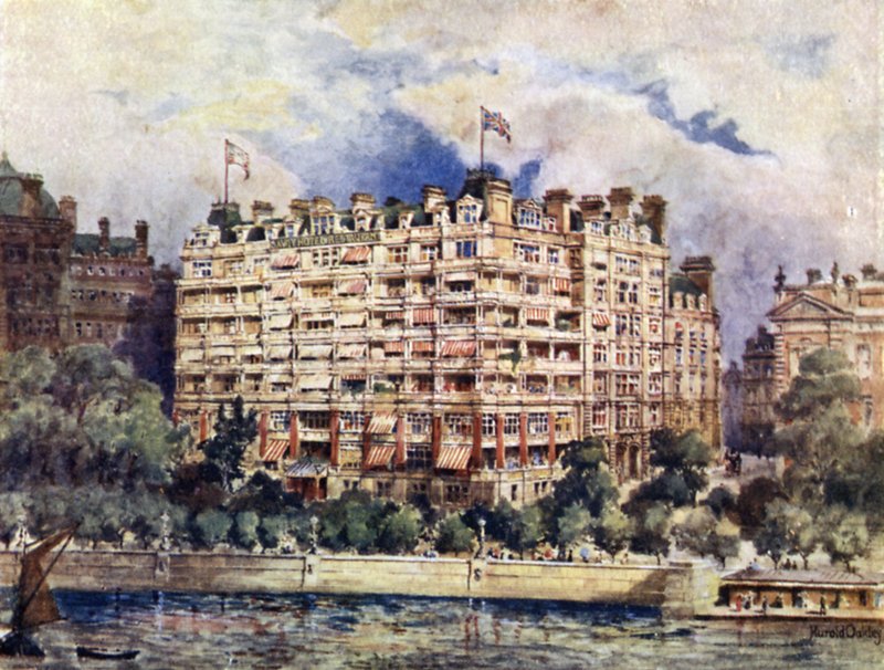 Savoy-hotellin joenranta vuonna 1889 tekijältä Harold Oakley