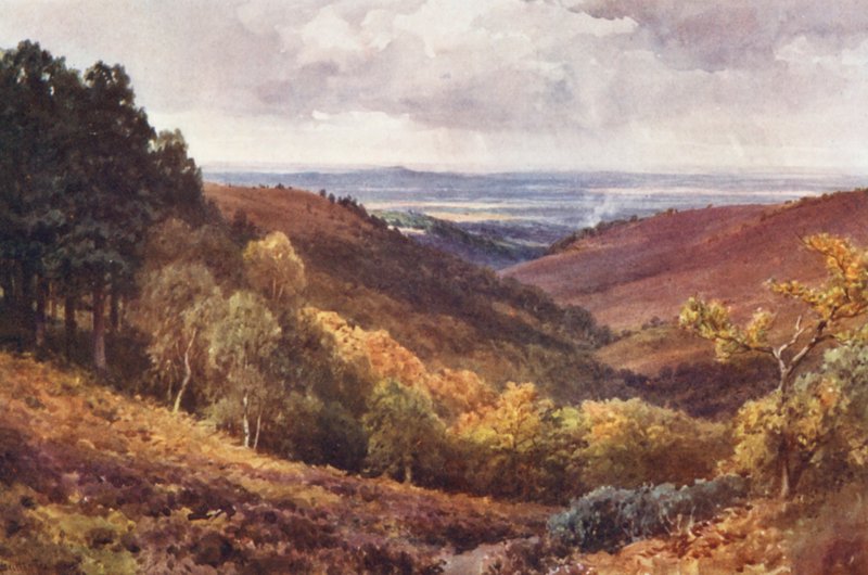 Hindhead, The Punchbowl, pohjoiseen päin (värilitra). tekijältä Harold Sutton Palmer