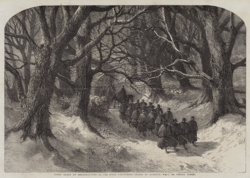 Night March at Christmas-Tide of the Rifle Volunteers, 1st Surrey Rifles tekijältä Harrison William Weir