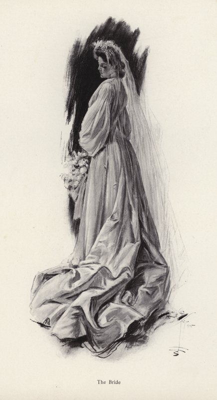 Morsiamen muotokuva (litho) tekijältä Harrison Fisher