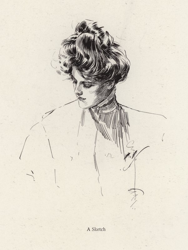 Naisen muotokuva (litho) tekijältä Harrison Fisher