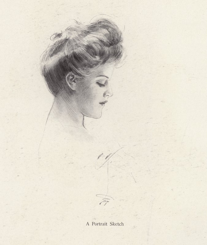 Naisen muotokuva profiilissa (litho) tekijältä Harrison Fisher