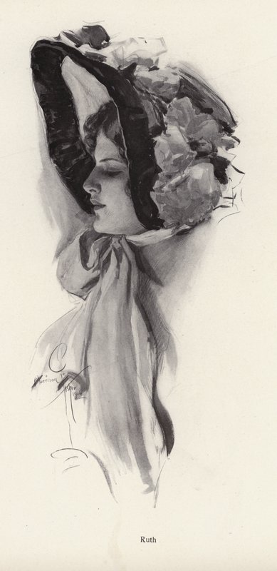 Ruth-nimisen naisen muotokuva (litho) tekijältä Harrison Fisher