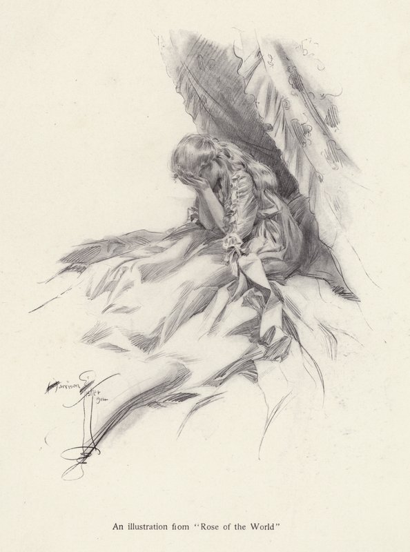 Rosamond English, hahmo Rose of the World -romaanista, Egerton Castlen (litho) tekijältä Harrison Fisher