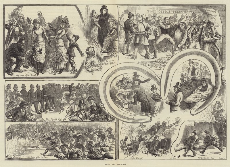 Derby-päivän luonnoksia tekijältä Harry Furniss