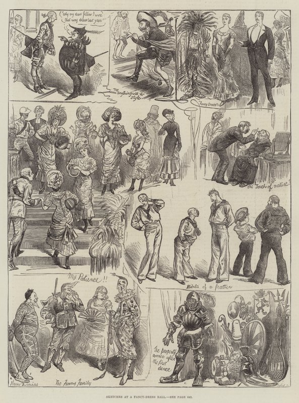 Luonnoksia Fancy Dress Ballissa tekijältä Harry Furniss