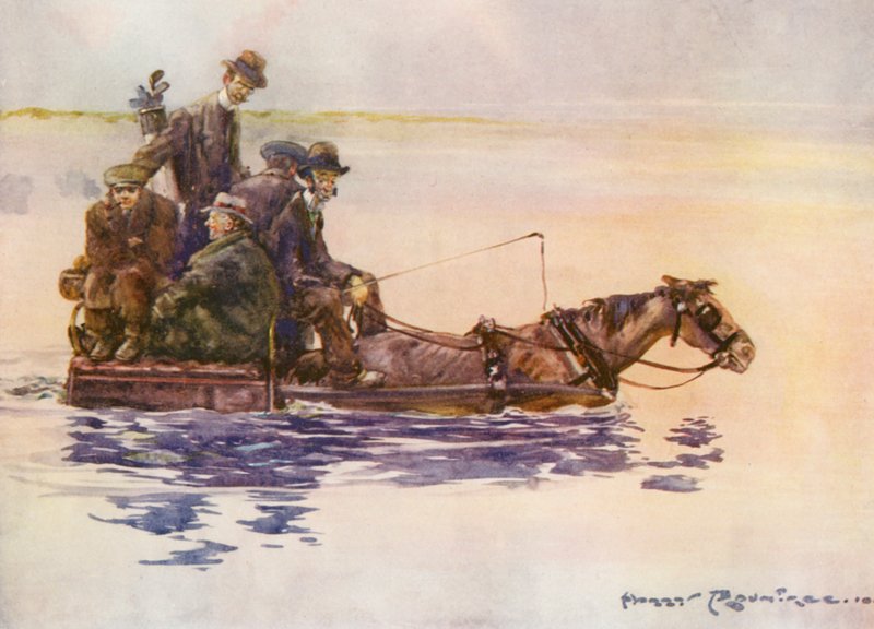 Golfkentät: Portmarnock, tulossa kotiin (värilitro). tekijältä Harry (1878 1950) Rountree