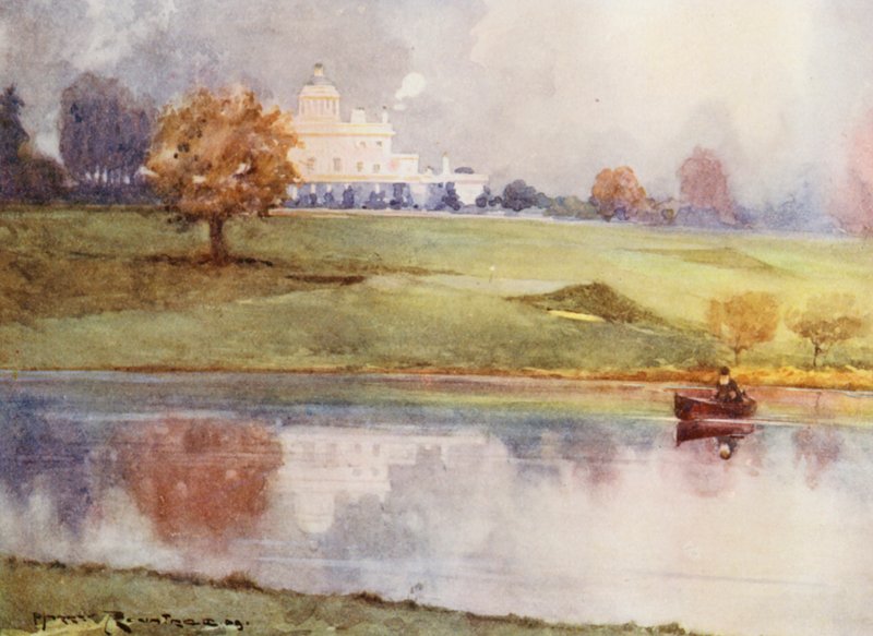 Golfkentät: reikä (värilitografia). tekijältä Harry (1878 1950) Rountree