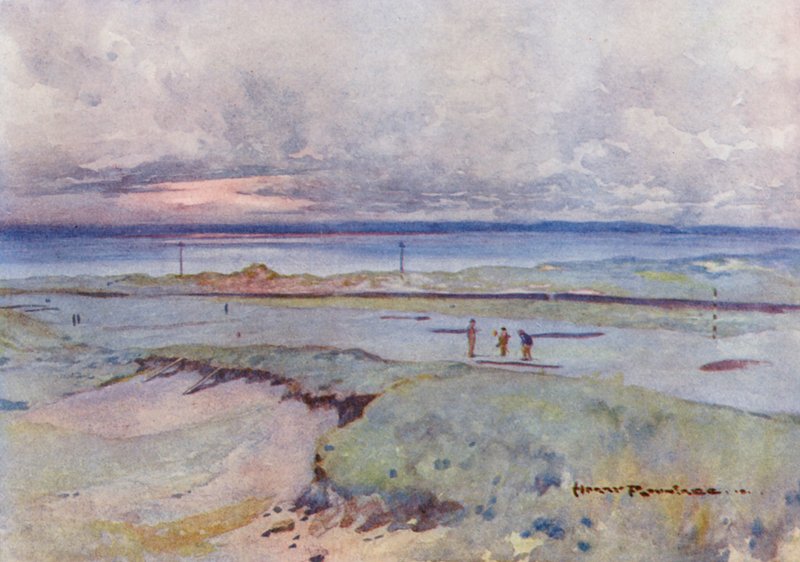 Golfkentät: viheriöt (värilitro): Muirfield, neljäs ja neljästoista viheriö (värilitro) tekijältä Harry (1878 1950) Rountree