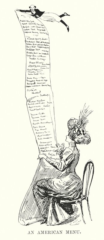 Amerikkalainen ruokalista (litografia) tekijältä Harry (after) Furniss