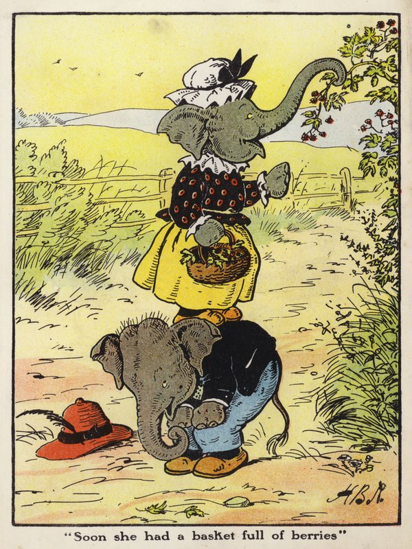"Pian hänellä oli kori täynnä marjoja" (väri litho) tekijältä Harry B Neilson