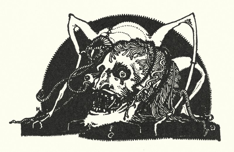 Edgar Allan Poe: Suunnittelumotiivi (litografia) tekijältä Harry Clarke