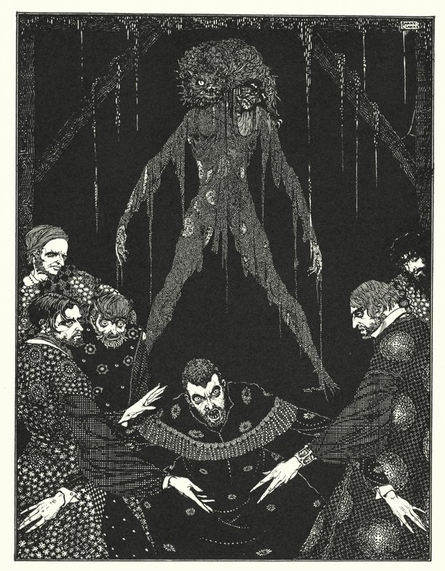 Edgar Allan Poe: Musta kissa (litografia) tekijältä Harry Clarke