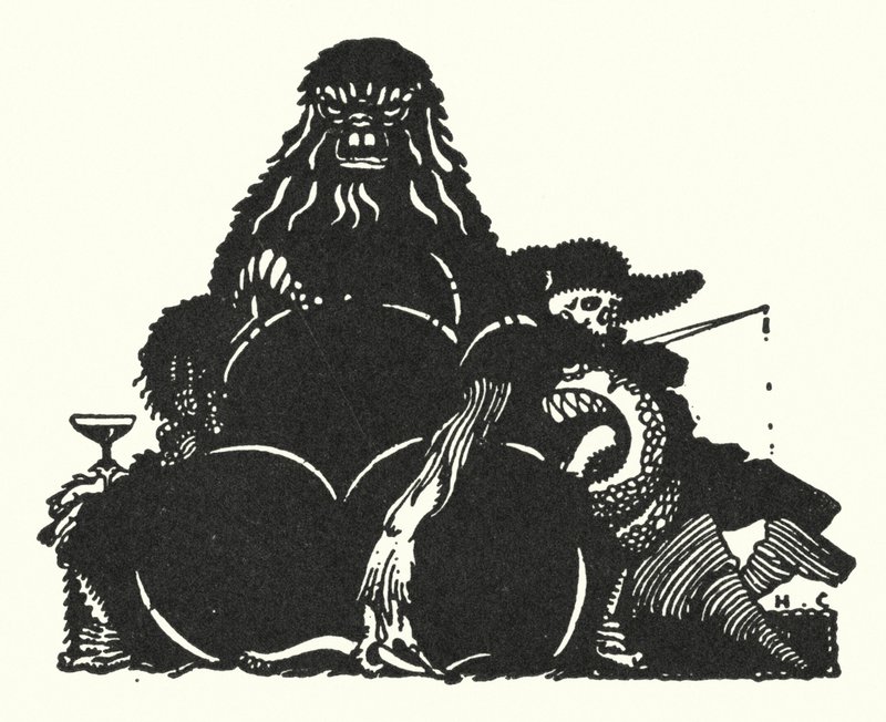 Edgar Allan Poe: Musta kissa (litografia) tekijältä Harry Clarke