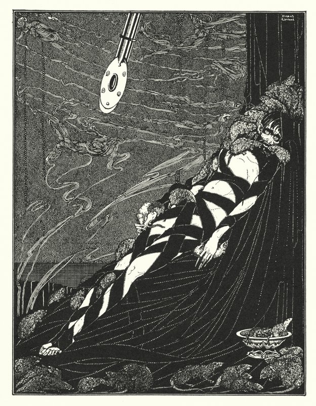 Edgar Allan Poe: Kuoppa ja heiluri (litografia) tekijältä Harry Clarke